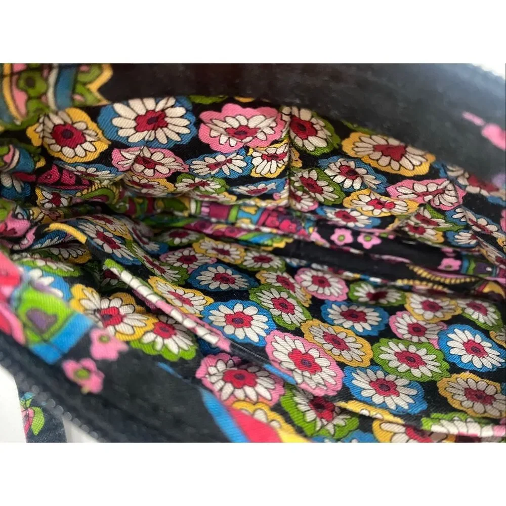 Vera Bradley Quilted Floral Paisley Little Small Bag Purse Black Background